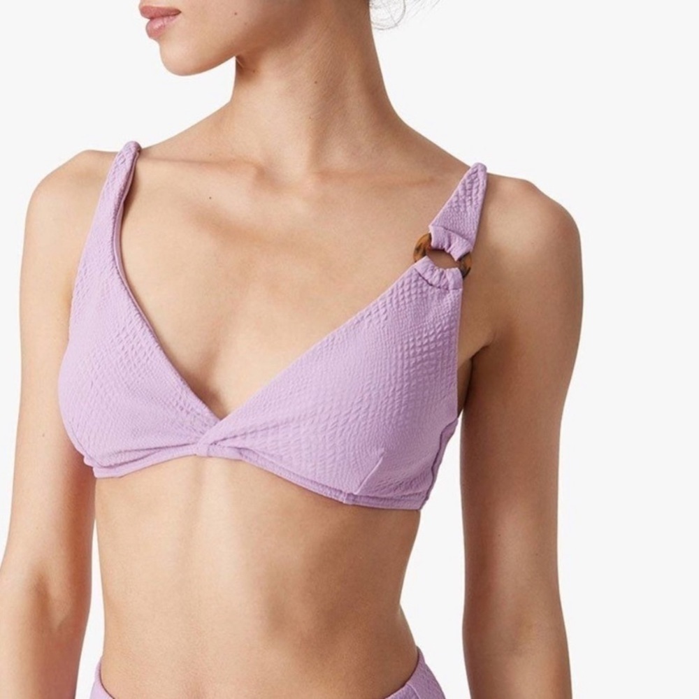 NWT Onia Claire Croc O-Ring Textured Bikini Top In Purple XS